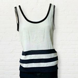 Vintage medium handknit blue white racing flags tank top